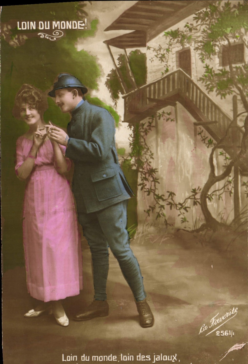 VINTAGE POSTCARD Far from the World Far from Jealous Militaria