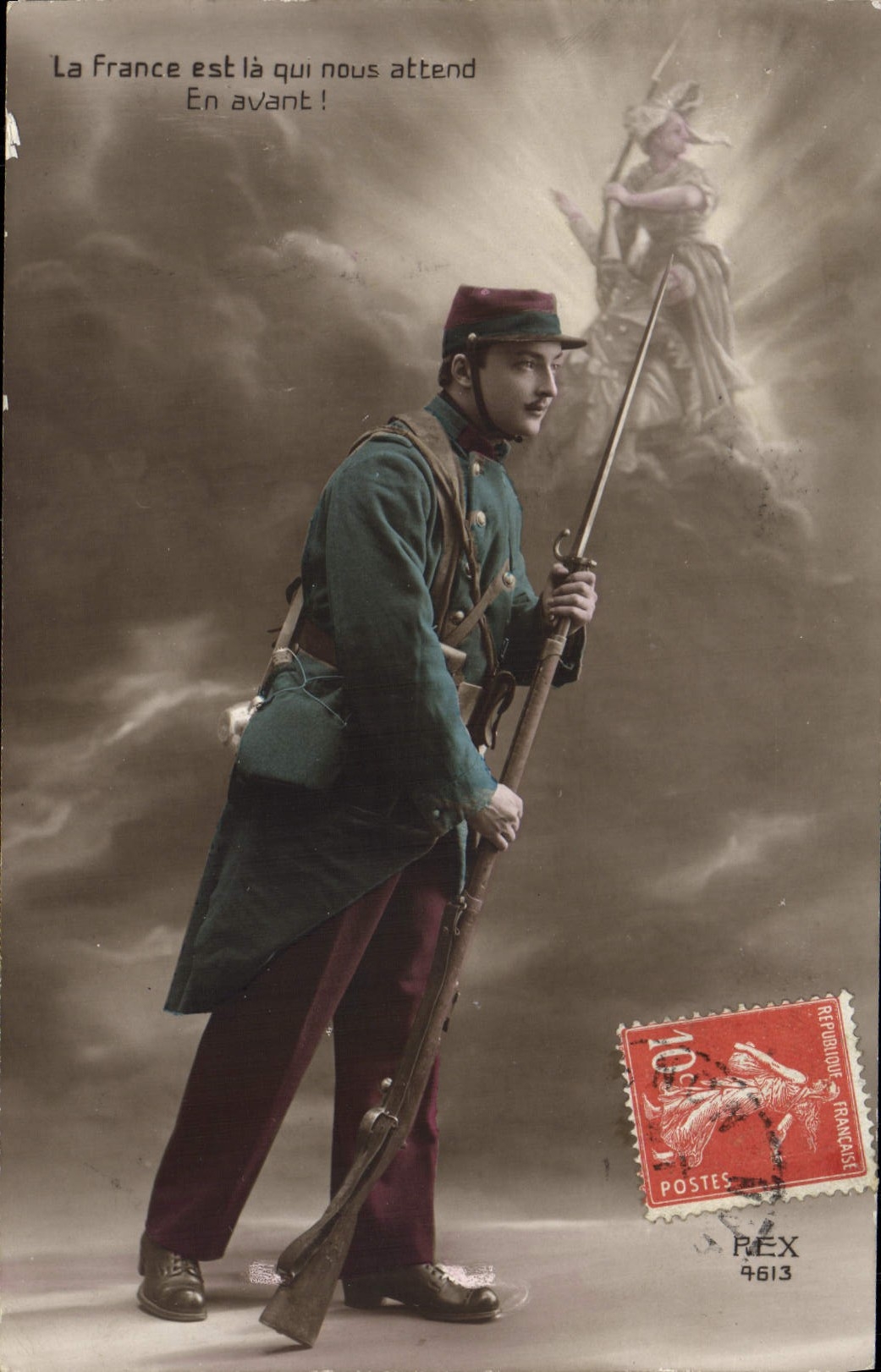 La POSTAL Francia de la VENDIMIA es cuál nos aguarda soldado de Militaria