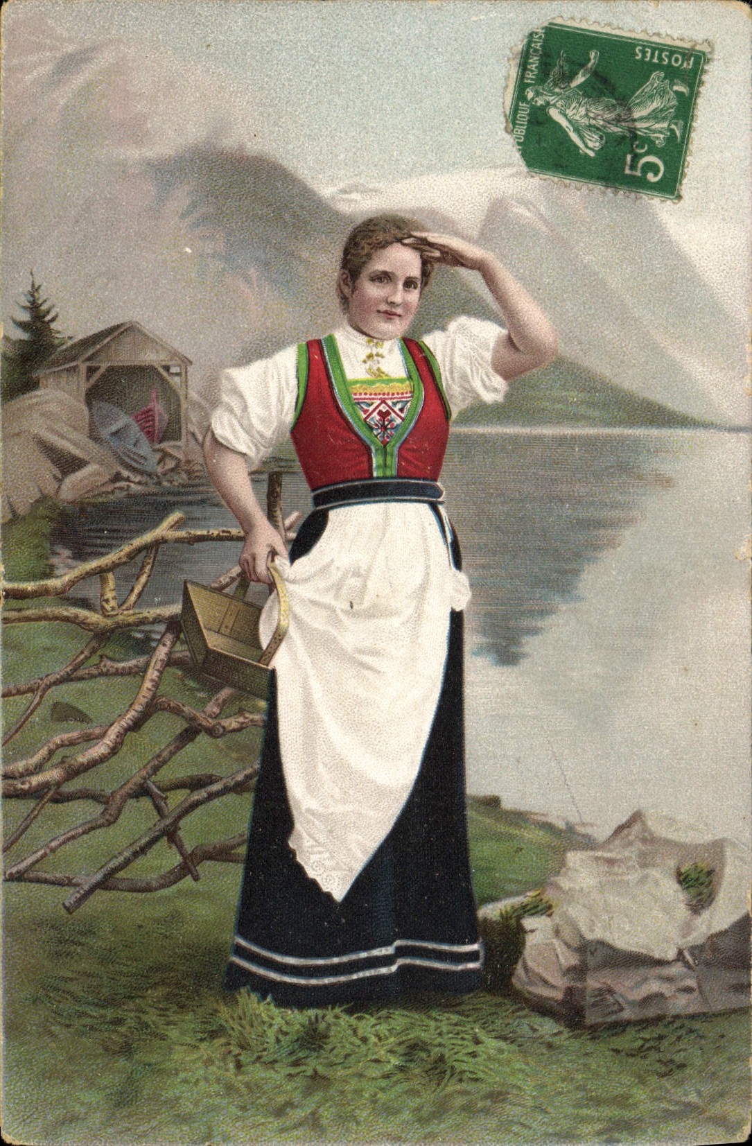 VINTAGE POSTCARD Woman Folklore