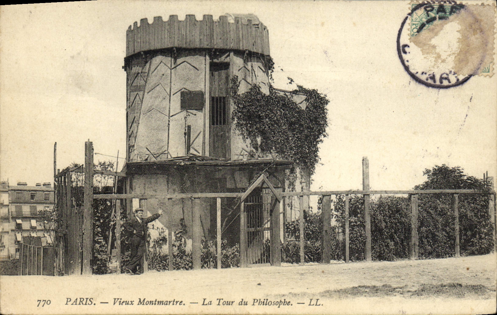 VINTAGE POSTCARD Paris Old Montmartre the tower of the philosopher