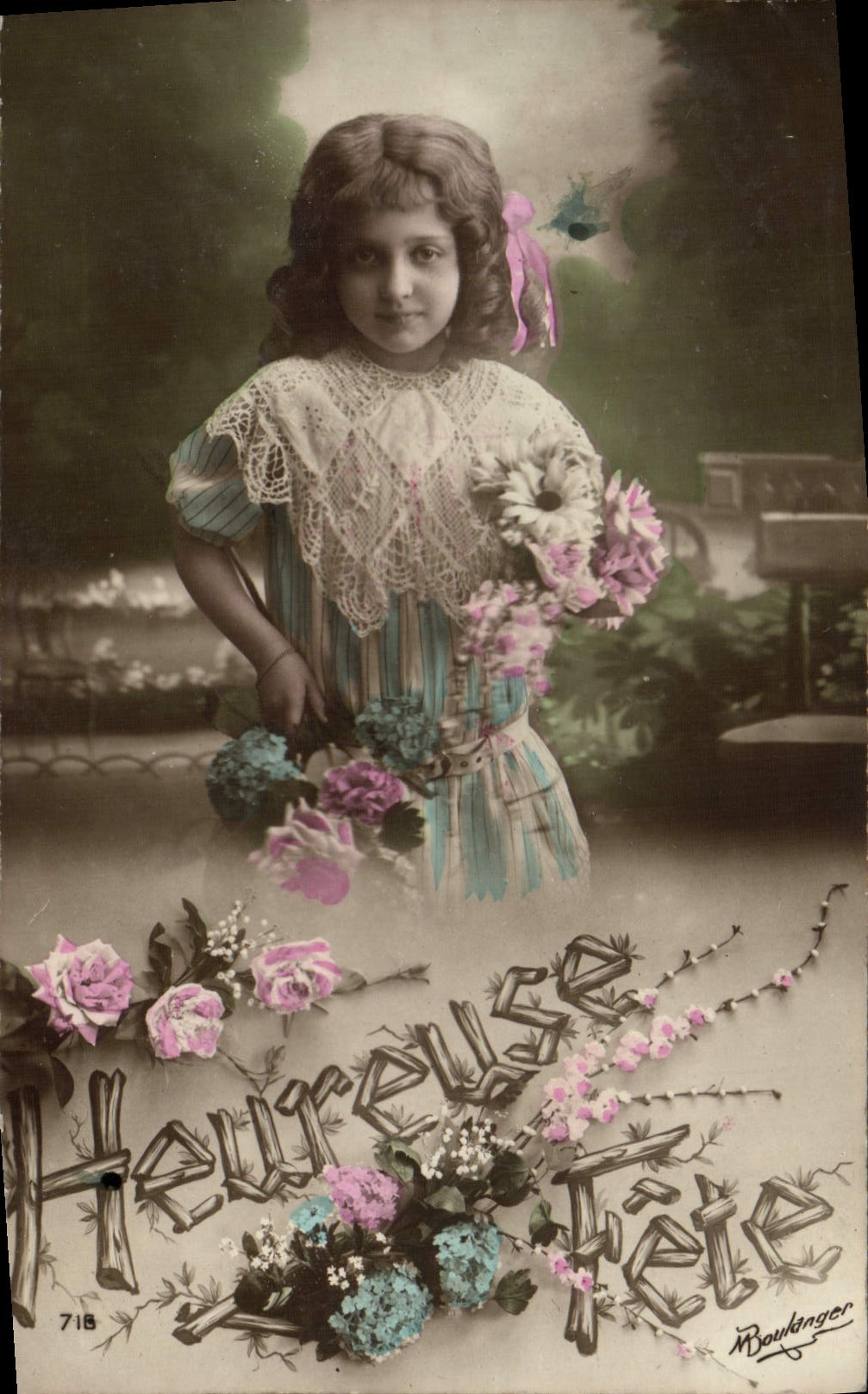 VINTAGE POSTCARD Fantaisie Happy Child Celebrates