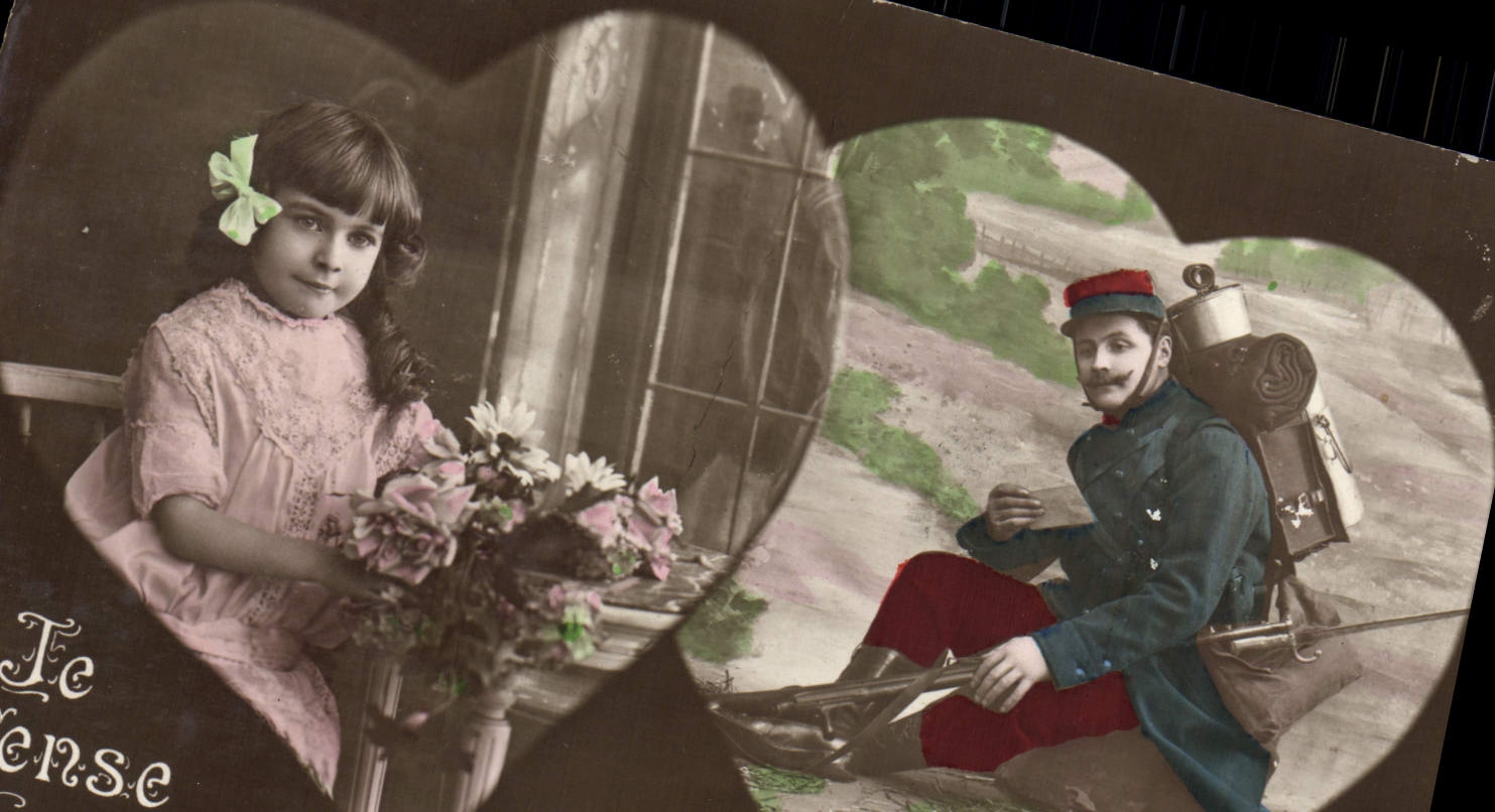 VINTAGE POSTCARD Fantasy Child Soldier Militaria Heart