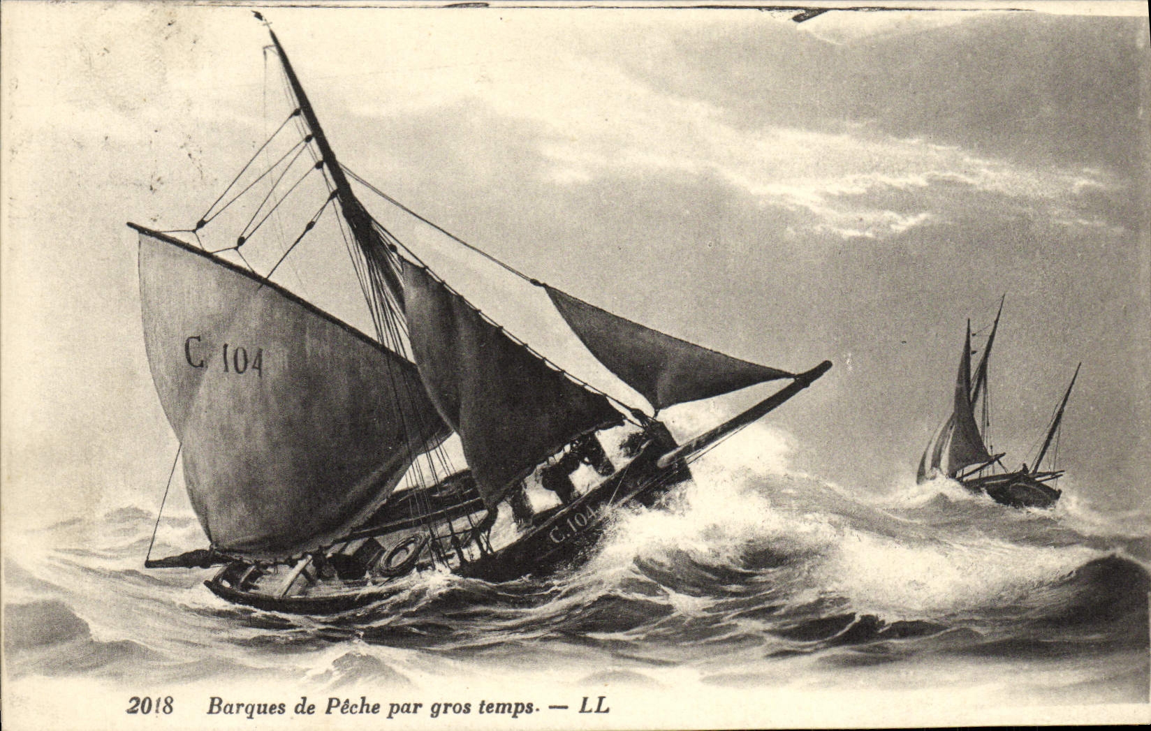 CPA Barque De Peche Par Gros Temps