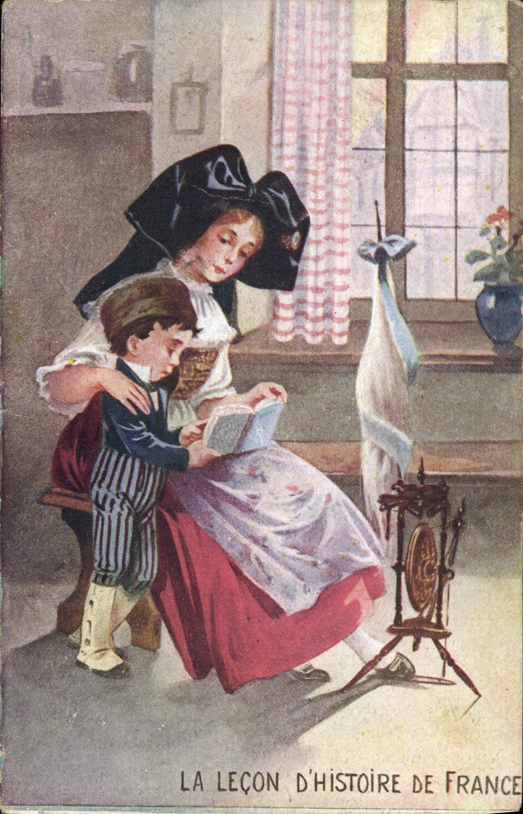 CPA La Lecon D'Histoire De France Alsace Fileuse