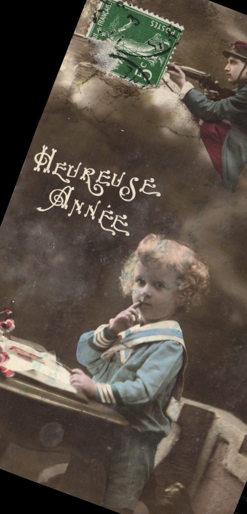 VINTAGE POSTCARD Happy Year Militaria Child