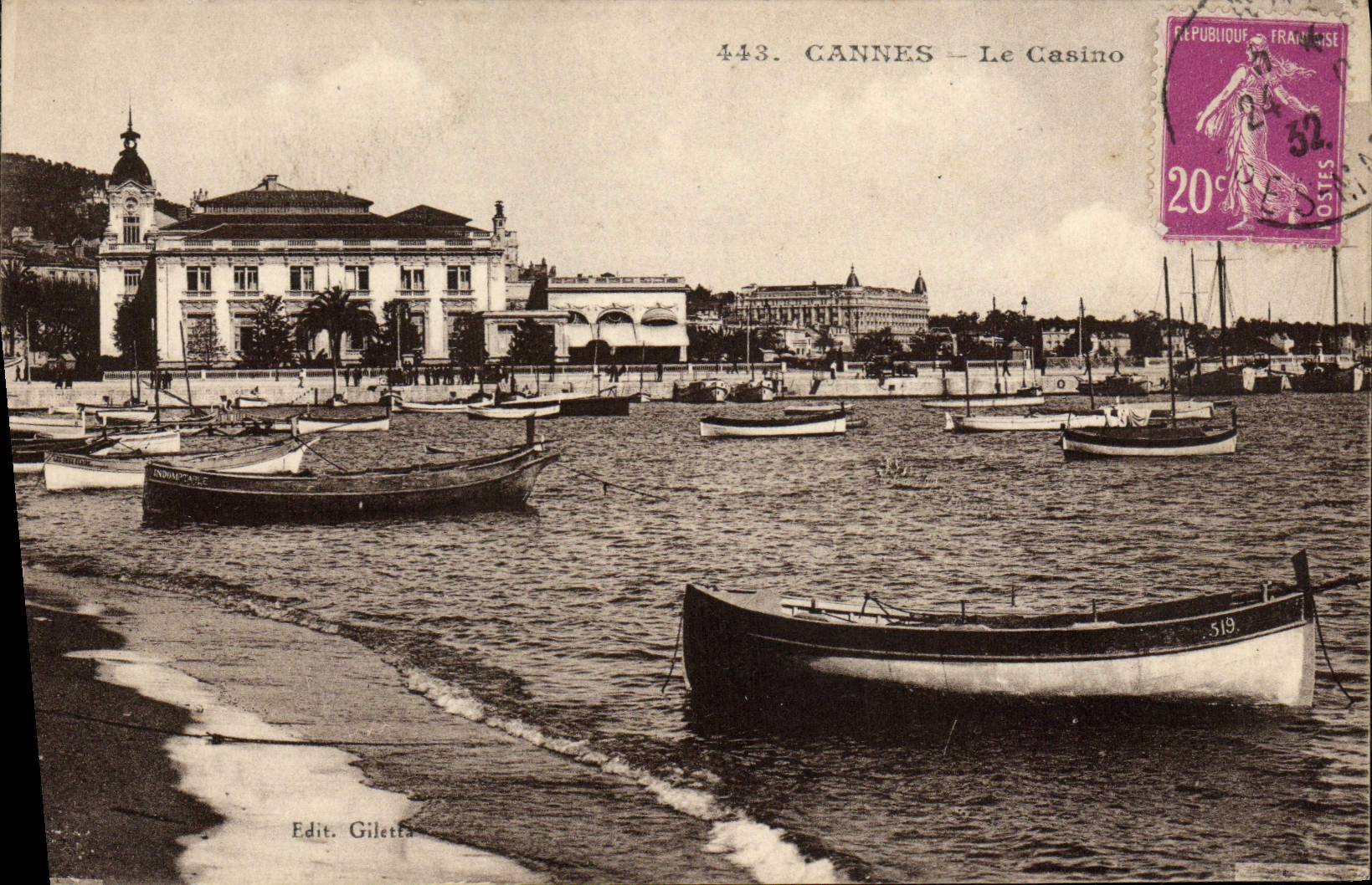 CPA Cannes Le Casino Bateau