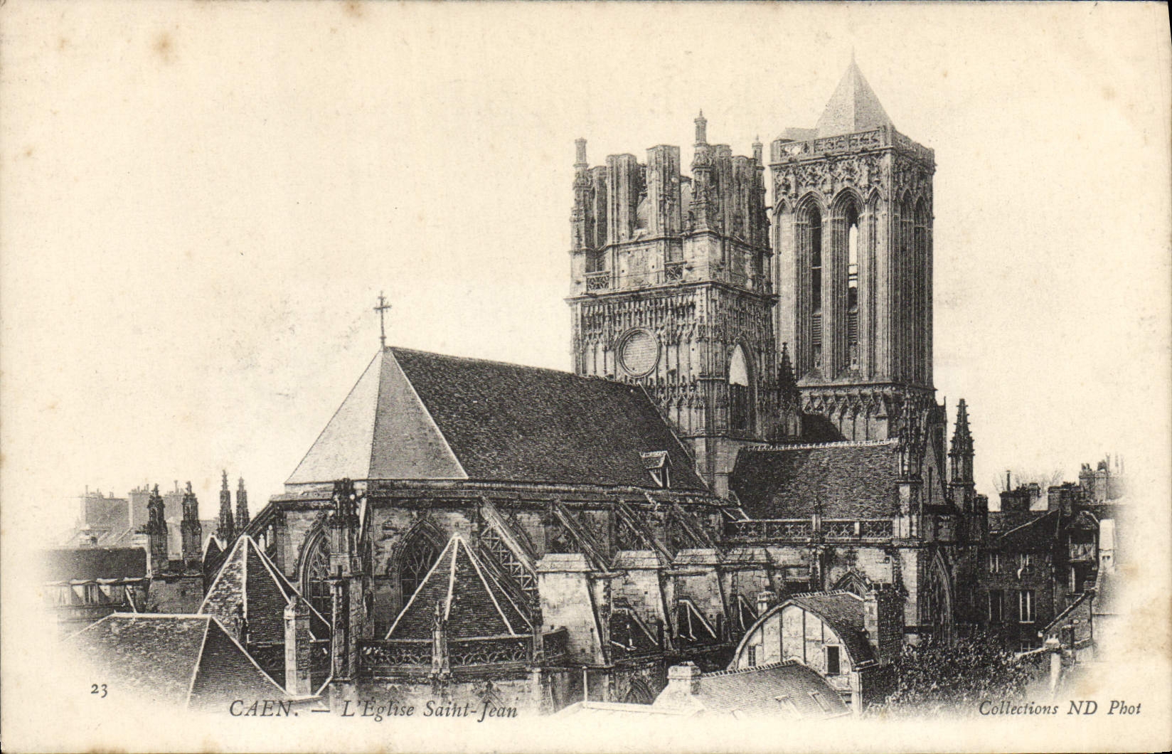 VINTAGE POSTCARD Caen the Church Holy Jean