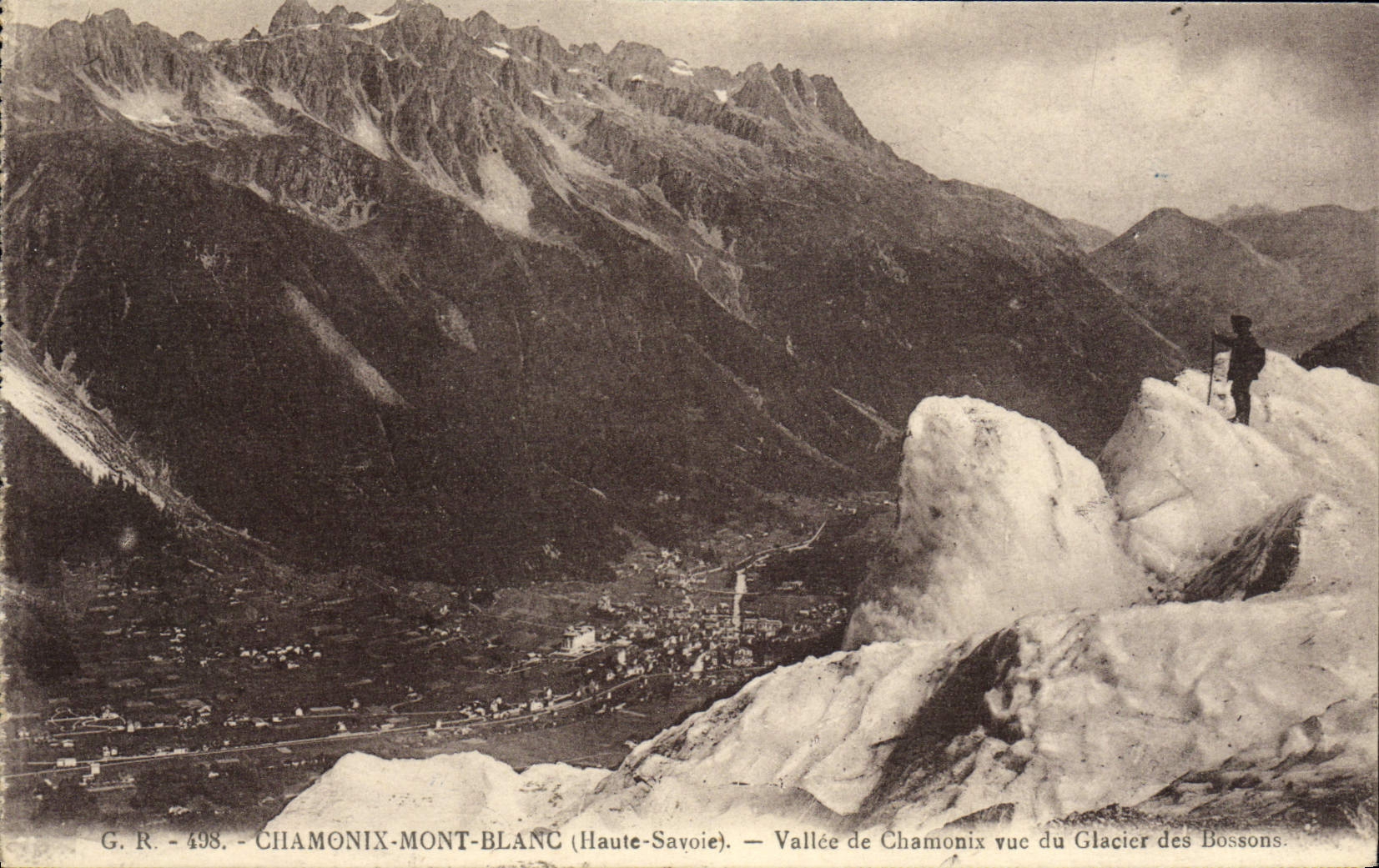 La POSTAL Chamonix Mont Blanc Vallee de la VENDIMIA de Chamonix visto del glaciar del nos dejó trabajar