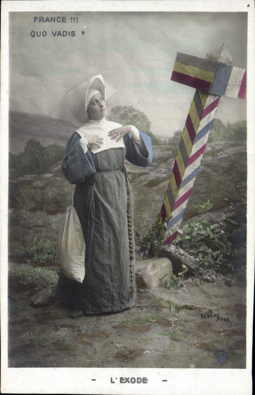 VINTAGE POSTCARD Fantasy the exodus Religious Woman