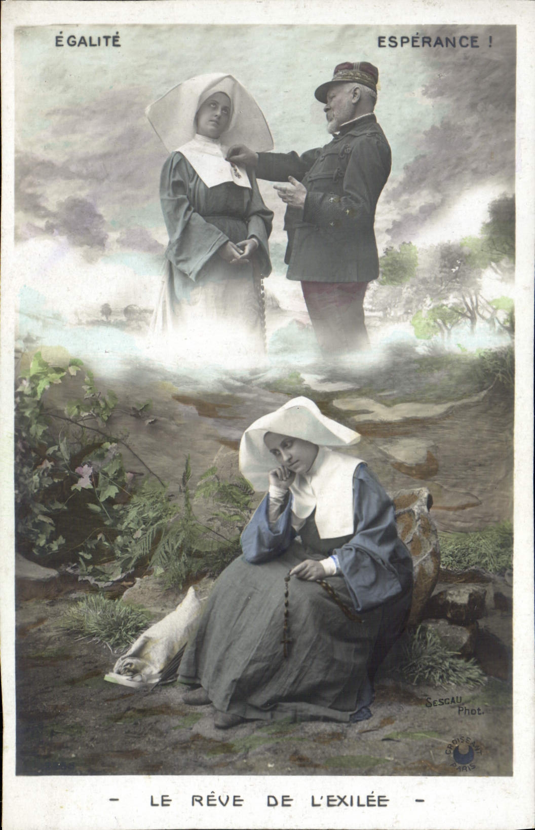 VINTAGE POSTCARD Fantasy the dream of the exilee Religious Woman Equality Hope