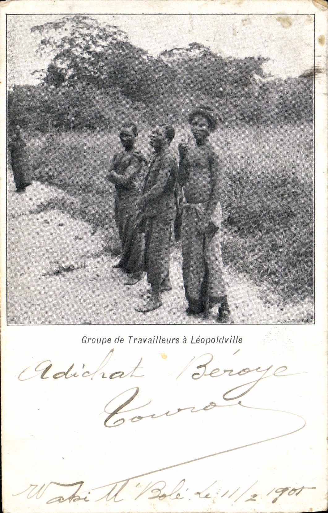 CPA Congo Belge Groupe de travailleurs a Leopoldville