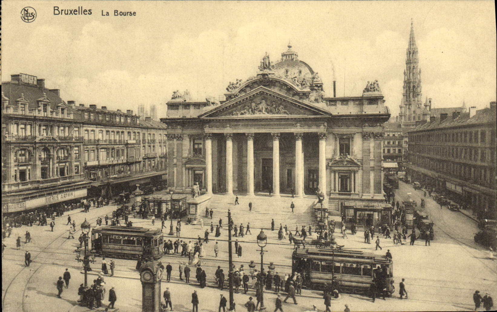 CPA Bruxelles La Bourse Tramway
