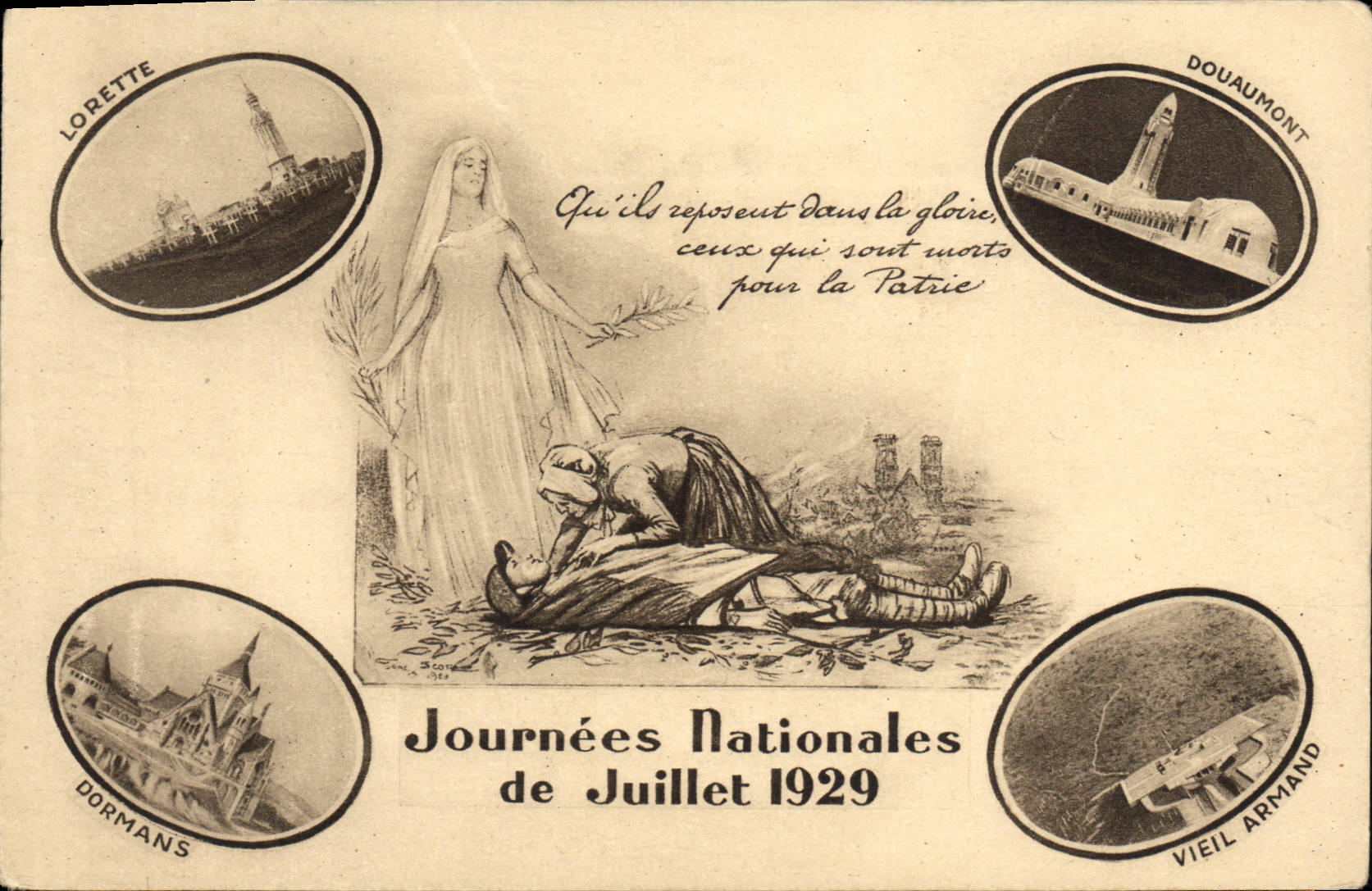 CPA Journees Nationales de Juillet 1929 Lorette Douaumont Dormans Vieil Armand Militaria