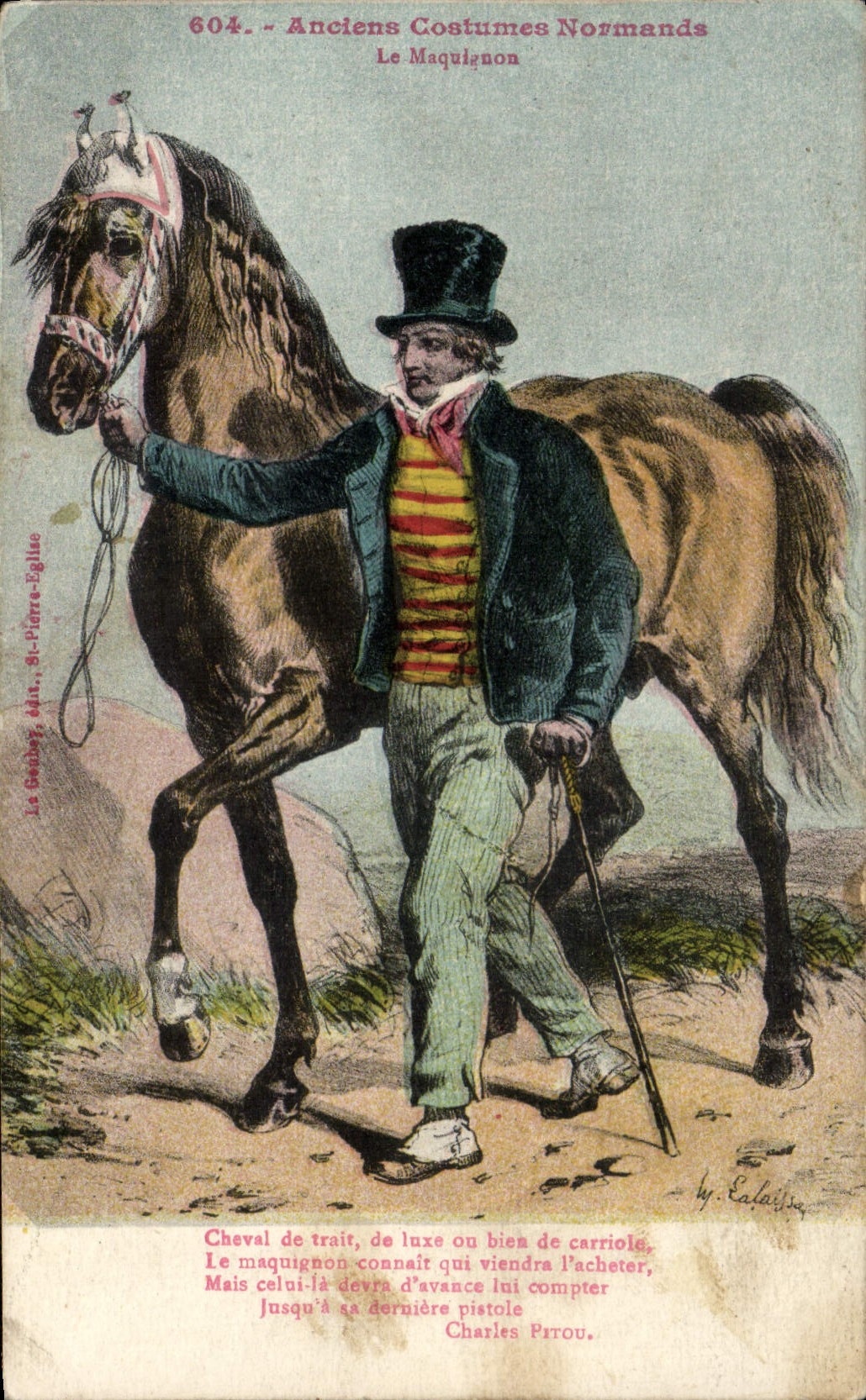 CPA Anciens costumes normands Le Maquienon Cheval