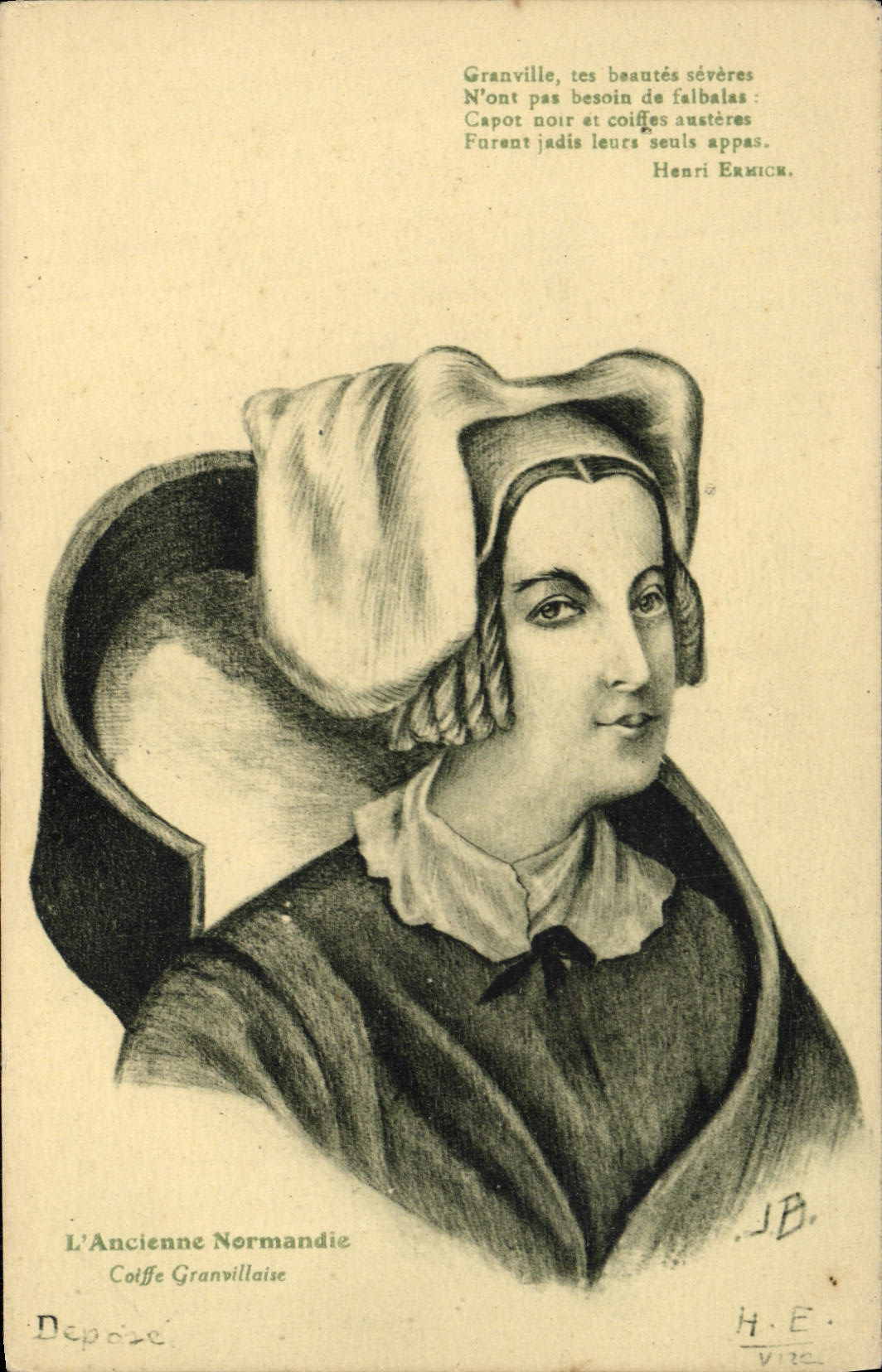 CPA Ancienne Normandie Coiffe Granvillaise Folklore 