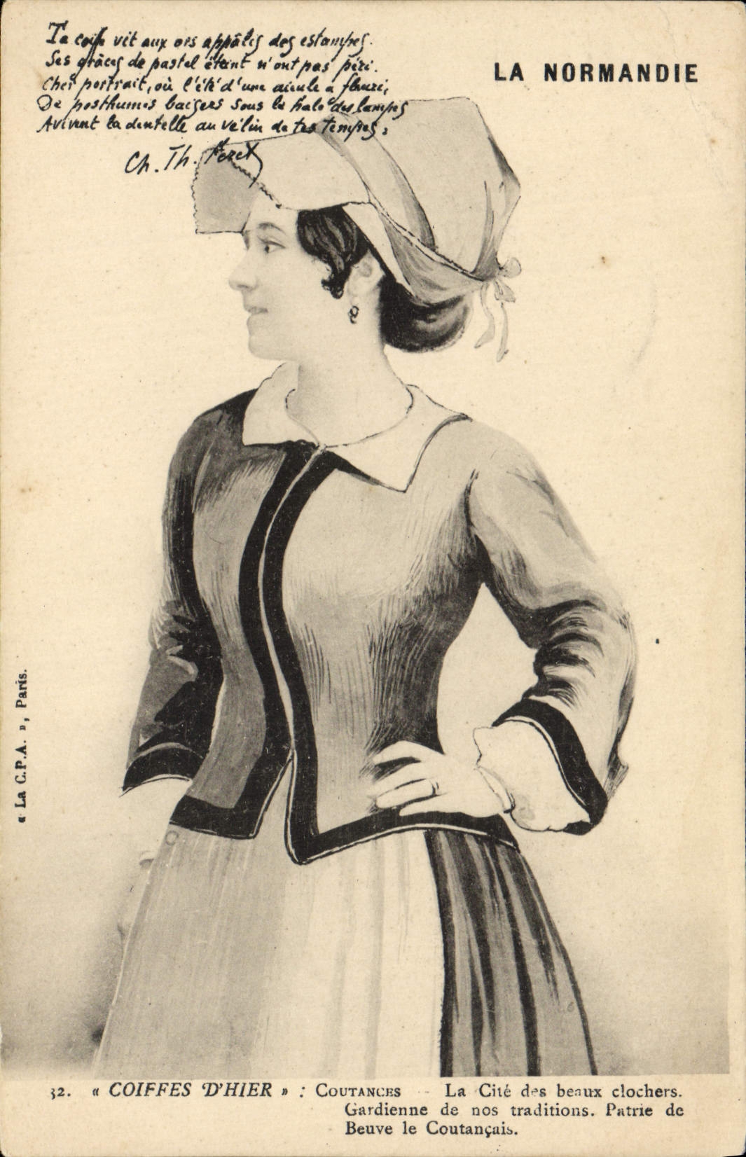 CPA Normandie Coutances Femme Folklore