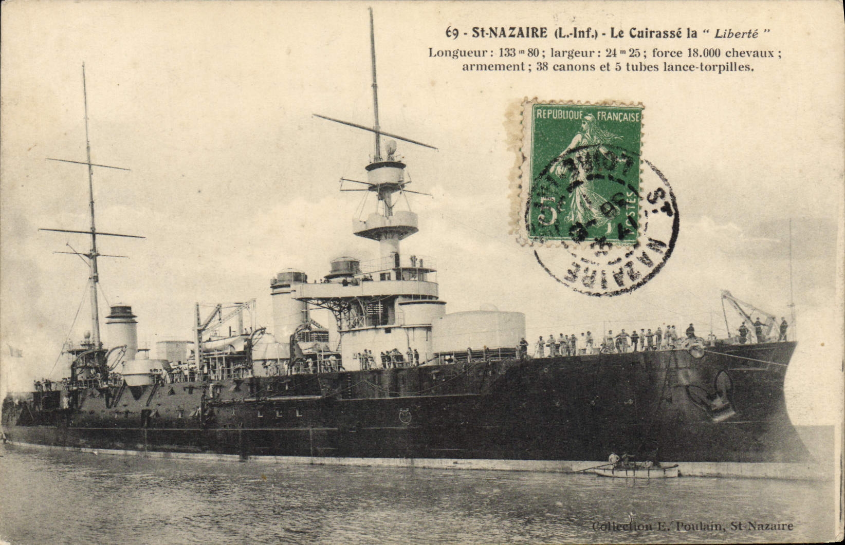 CPA St Nazaire Le Cuirasse la Liberte Bateau
