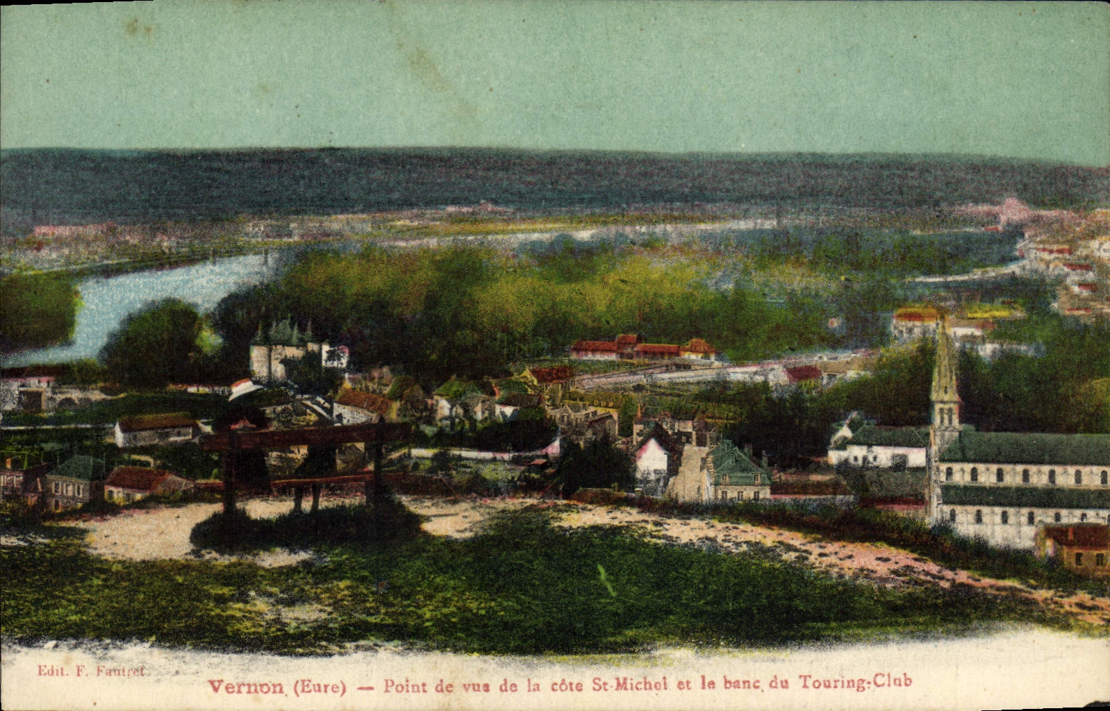 CPA Vernon Point De Vue De La Cote St Michel Et Le Banc Du Touring Club