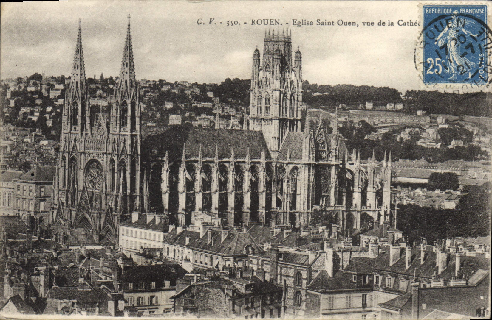 CPA Rouen Eglise Saint Ouen Vue De Ia Cathedrale