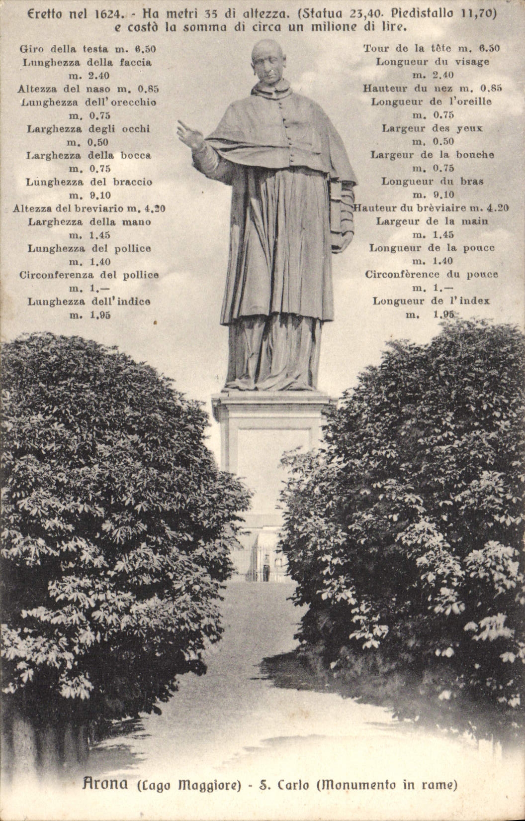 CPA Arona Lago Maggiore s Carlo Monumento in rame 