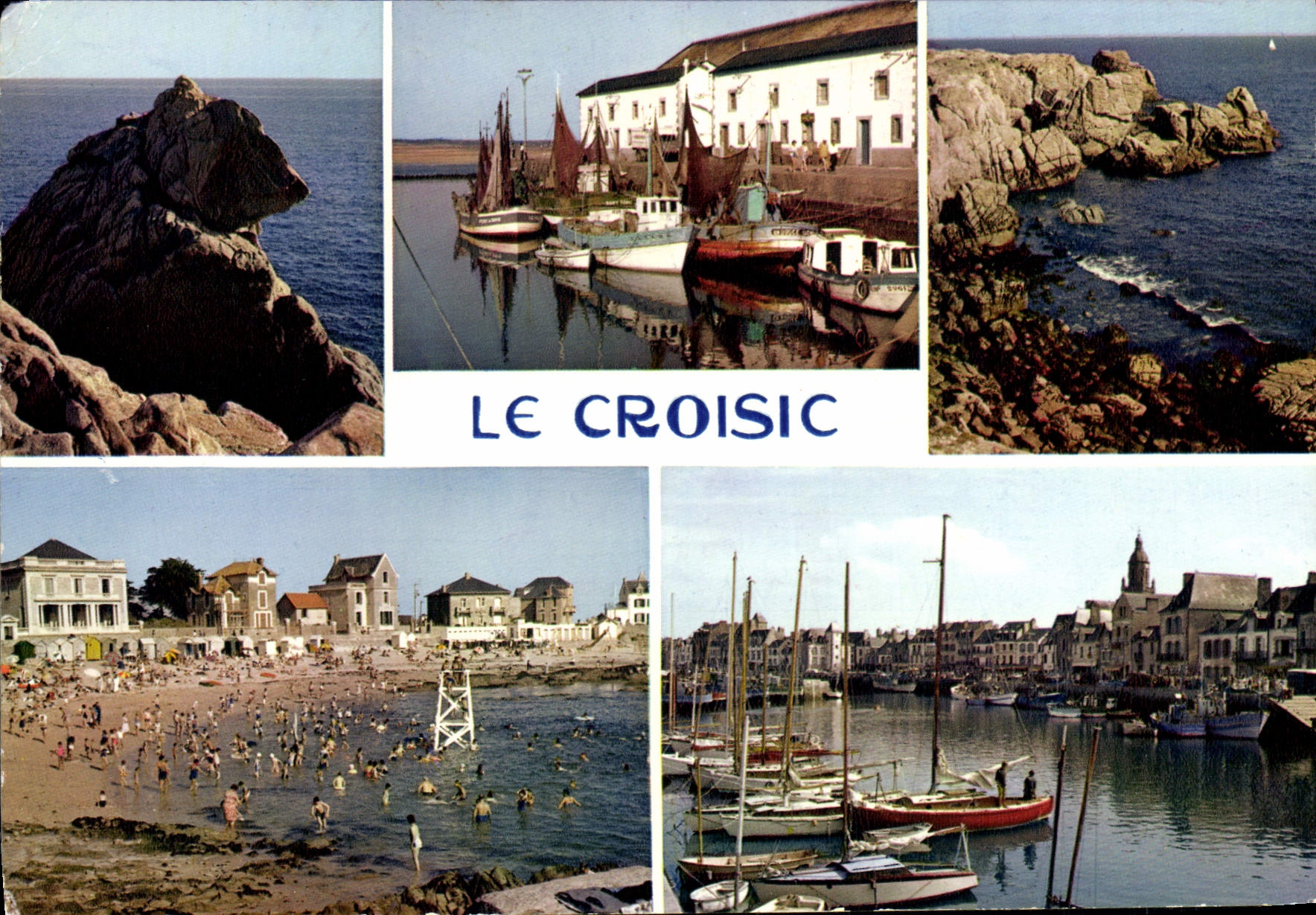 CPM Le Croisic Cote Sauvage et le rocher de l'Ours La plage et le port