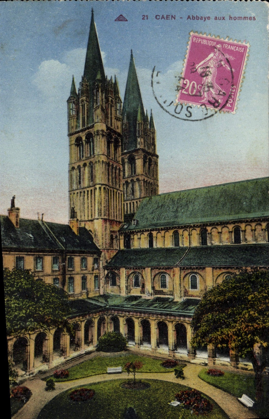 VINTAGE POSTCARD Caen Abbey With the Men