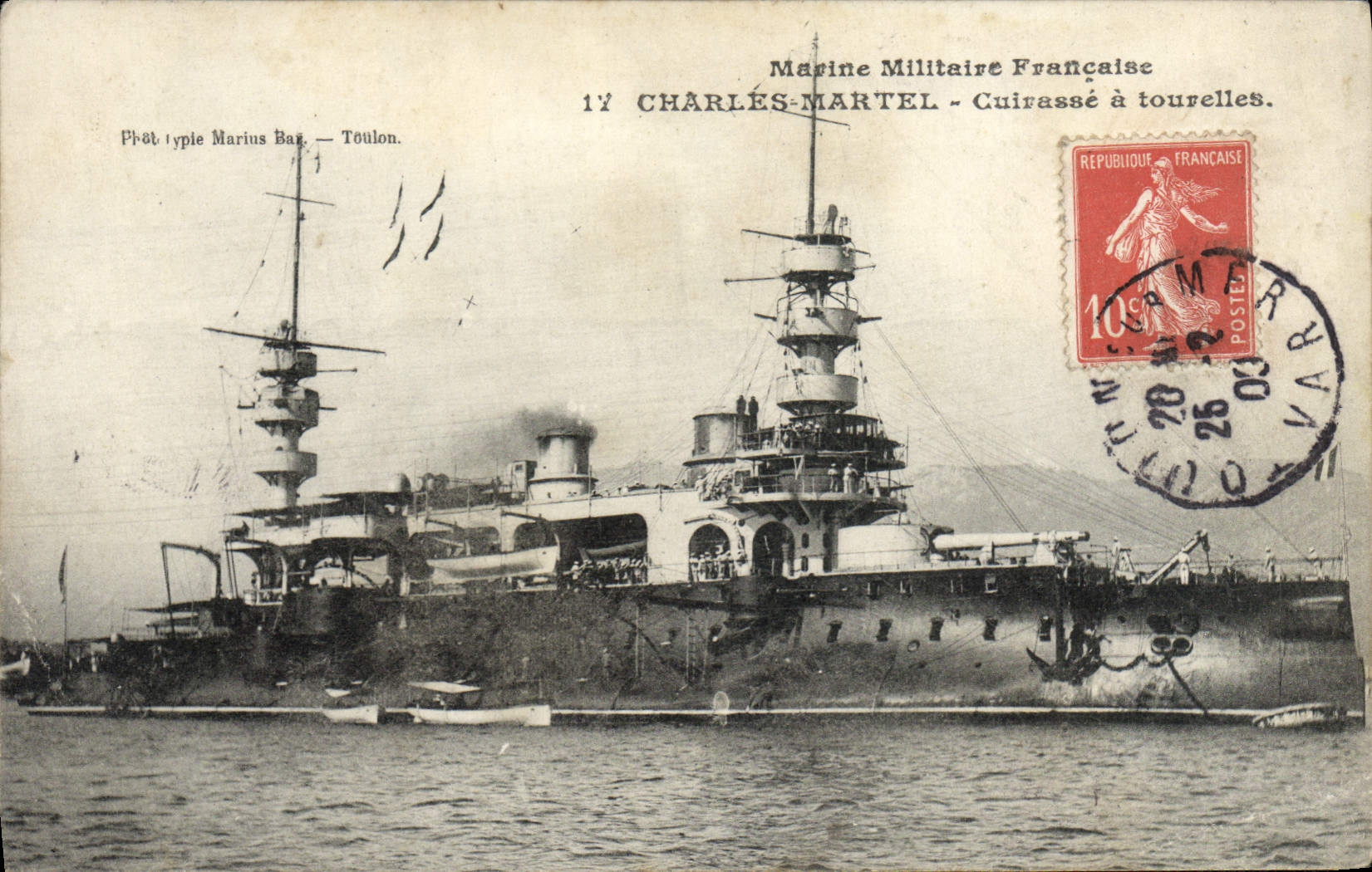 CPA Marine Militaire Francaise Charles Martel Cuirasse A Tourelles