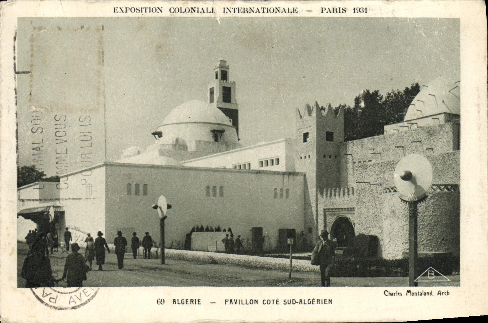 VINTAGE POSTCARD Fair Colonial International Paris 1931 Algeria House Algerian Southern part