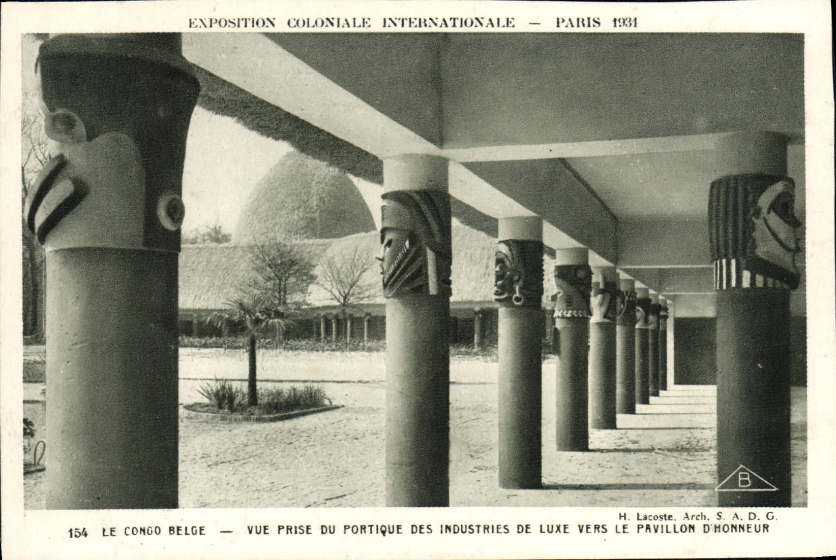 VINTAGE POSTCARD Fair Colonial International Paris 1931 Belgian Congo Seen from of the gantry of the luxury goods industries