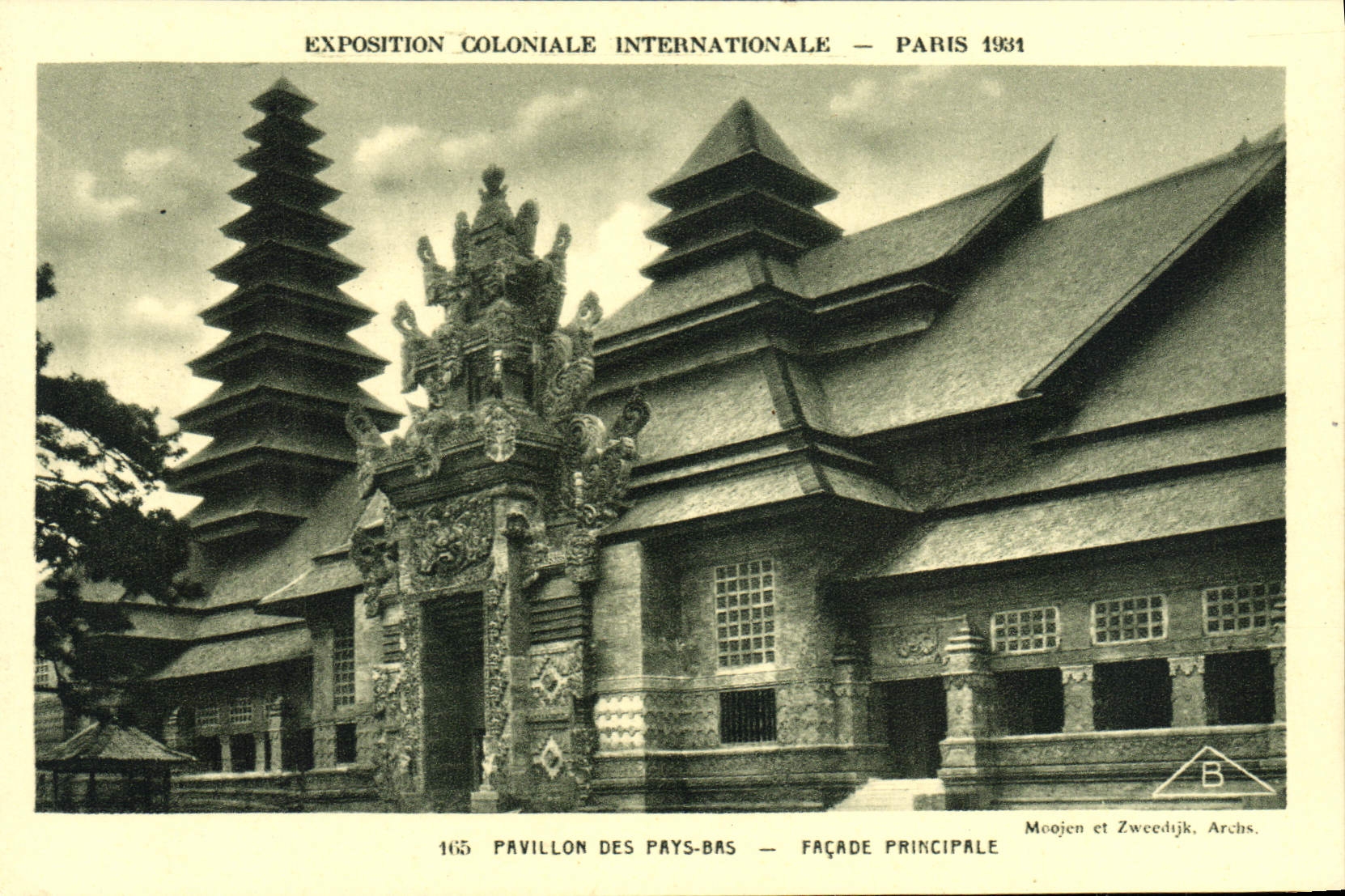 VINTAGE POSTCARD Paris Fair colonial international 1931 House of the Netherlands principal Frontage