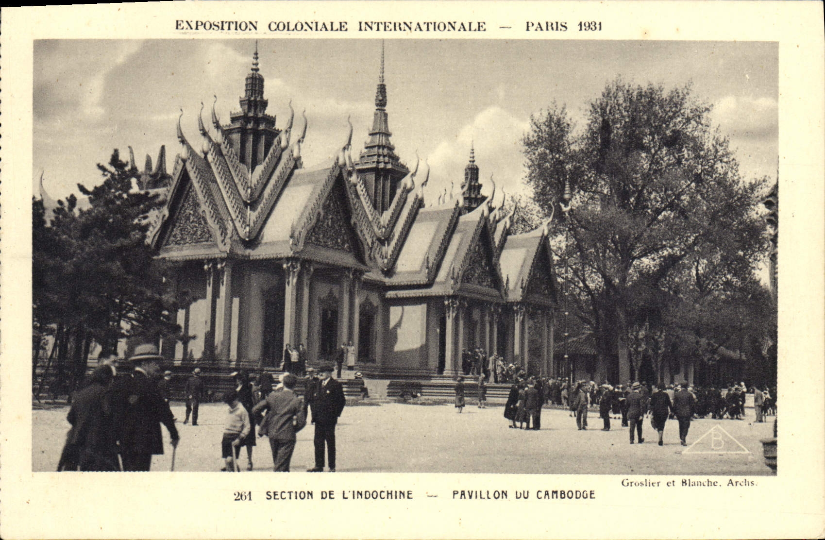 VINTAGE POSTCARD Paris Fair colonial international 1931 Section of Indo-China House of Kampuchea