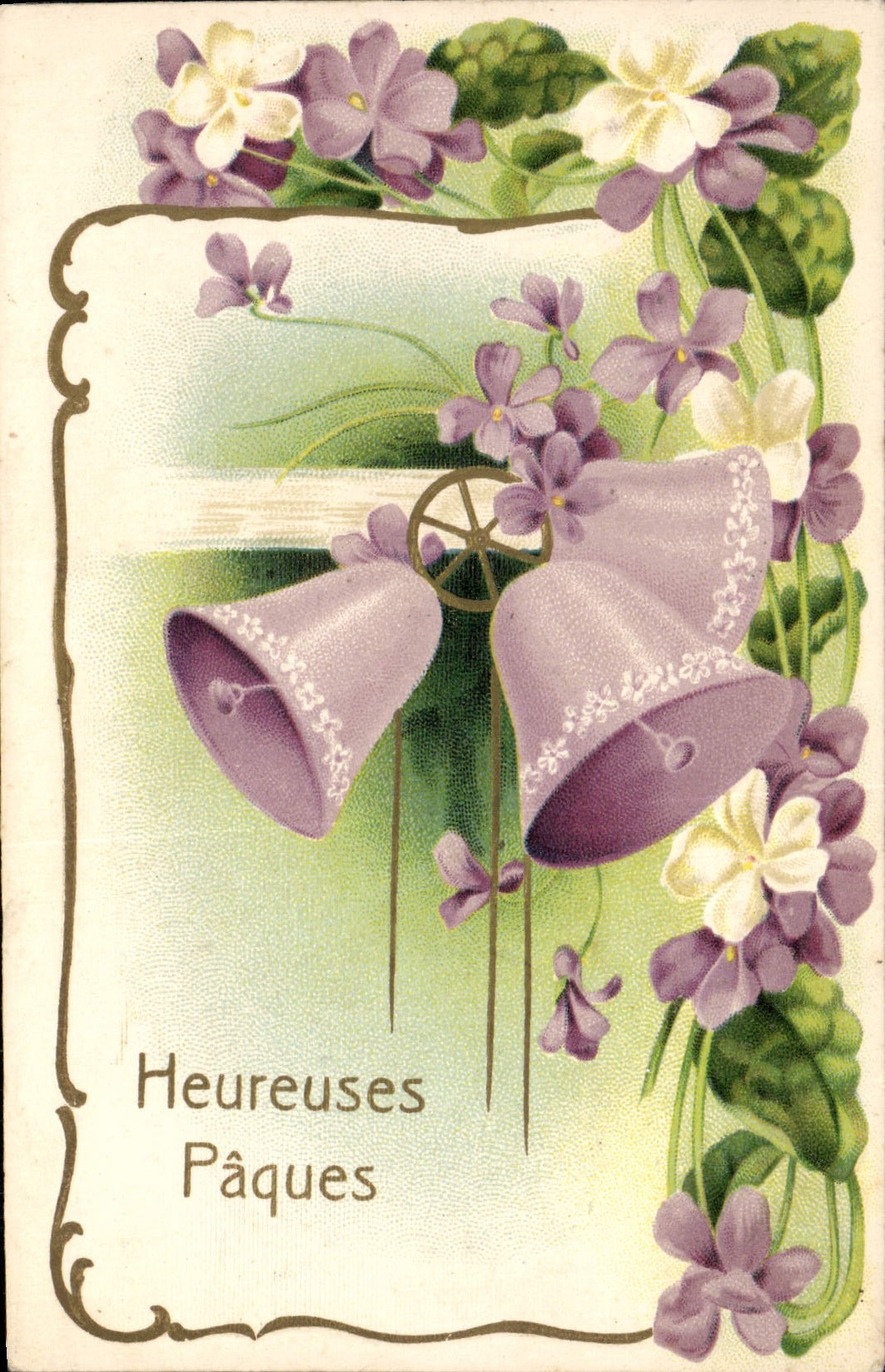 CPA Fantaisie Fleurs Paques Cloches 