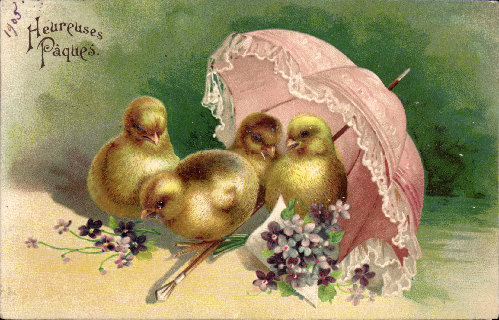 CPA Fantaisie Poussins Paques 