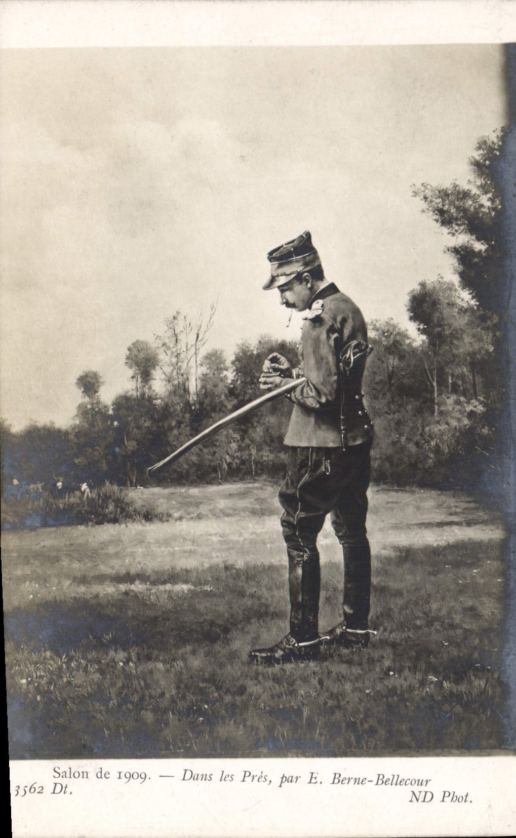 VINTAGE POSTCARD Living room of 1909 In close Bern Bellecour Militaria