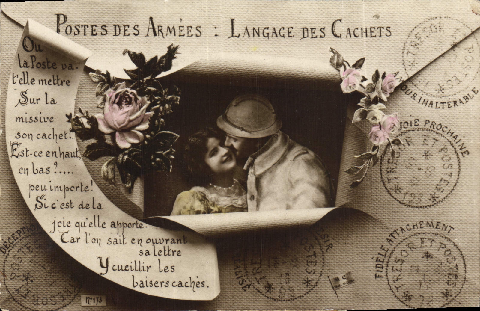 VINTAGE POSTCARD Fantasy Post offices of the armies Language of the seals