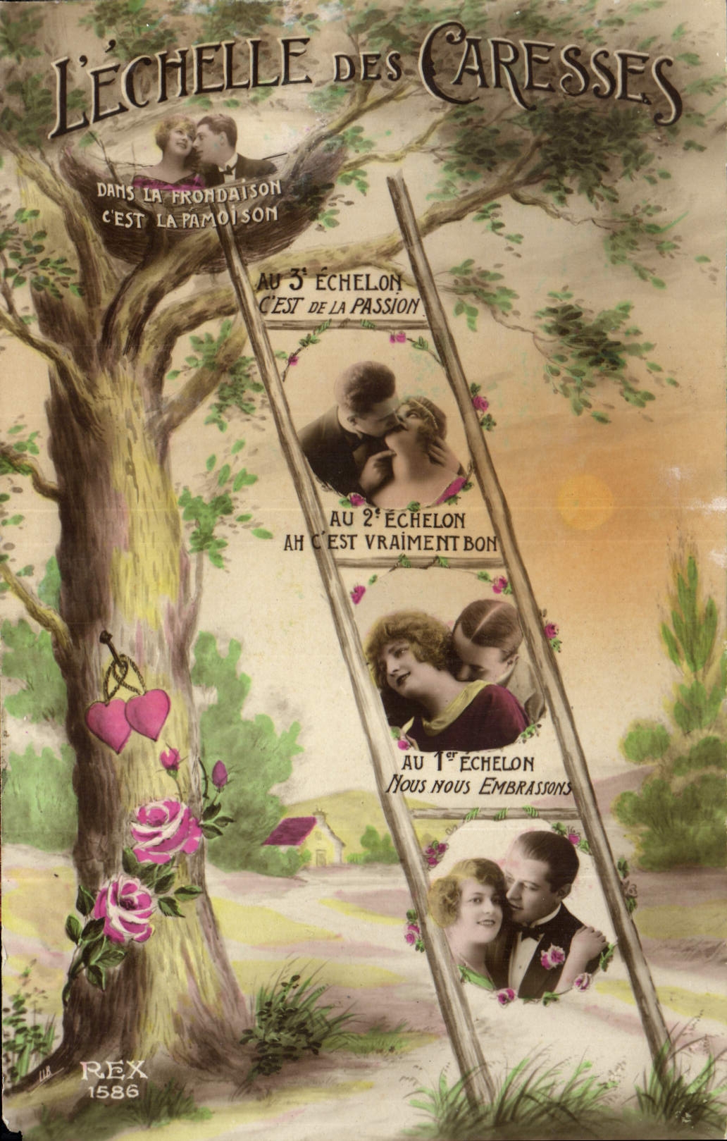 VINTAGE POSTCARD Fantasy Woman the scale of the caresses