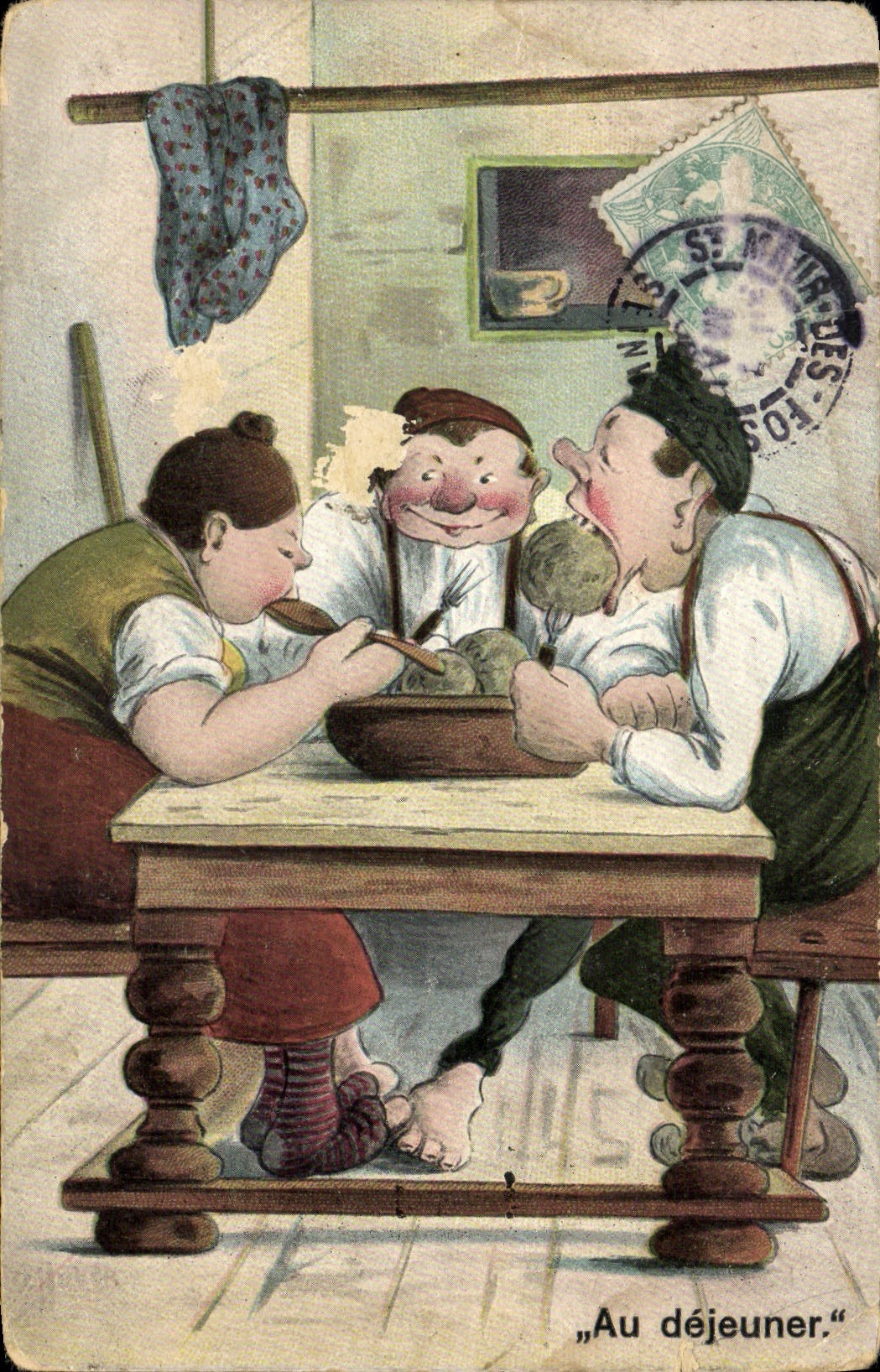 VINTAGE POSTCARD Fantasy With the lunch