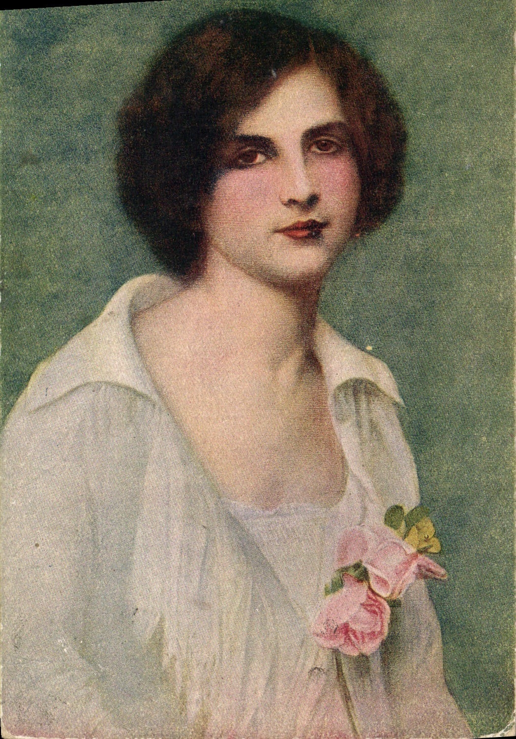 VINTAGE POSTCARD Fantasy Courteous Woman Roses of May