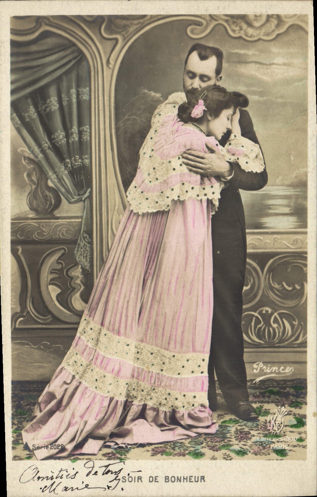 VINTAGE POSTCARD Fantasy Woman Evening of happiness