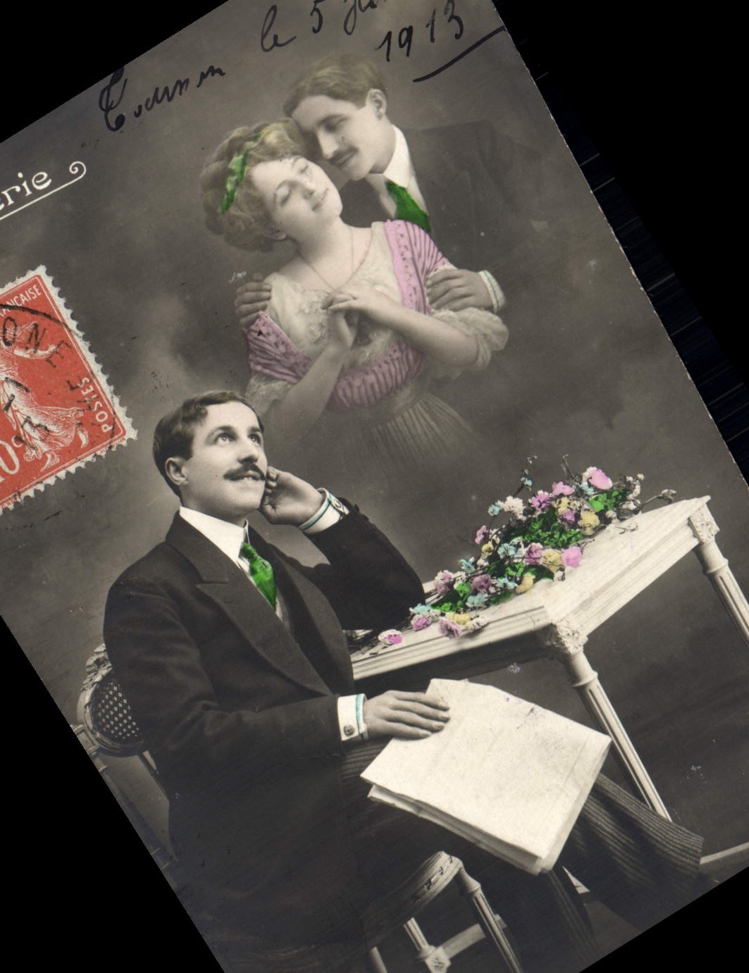 VINTAGE POSTCARD Fantasy Woman Man Daydream