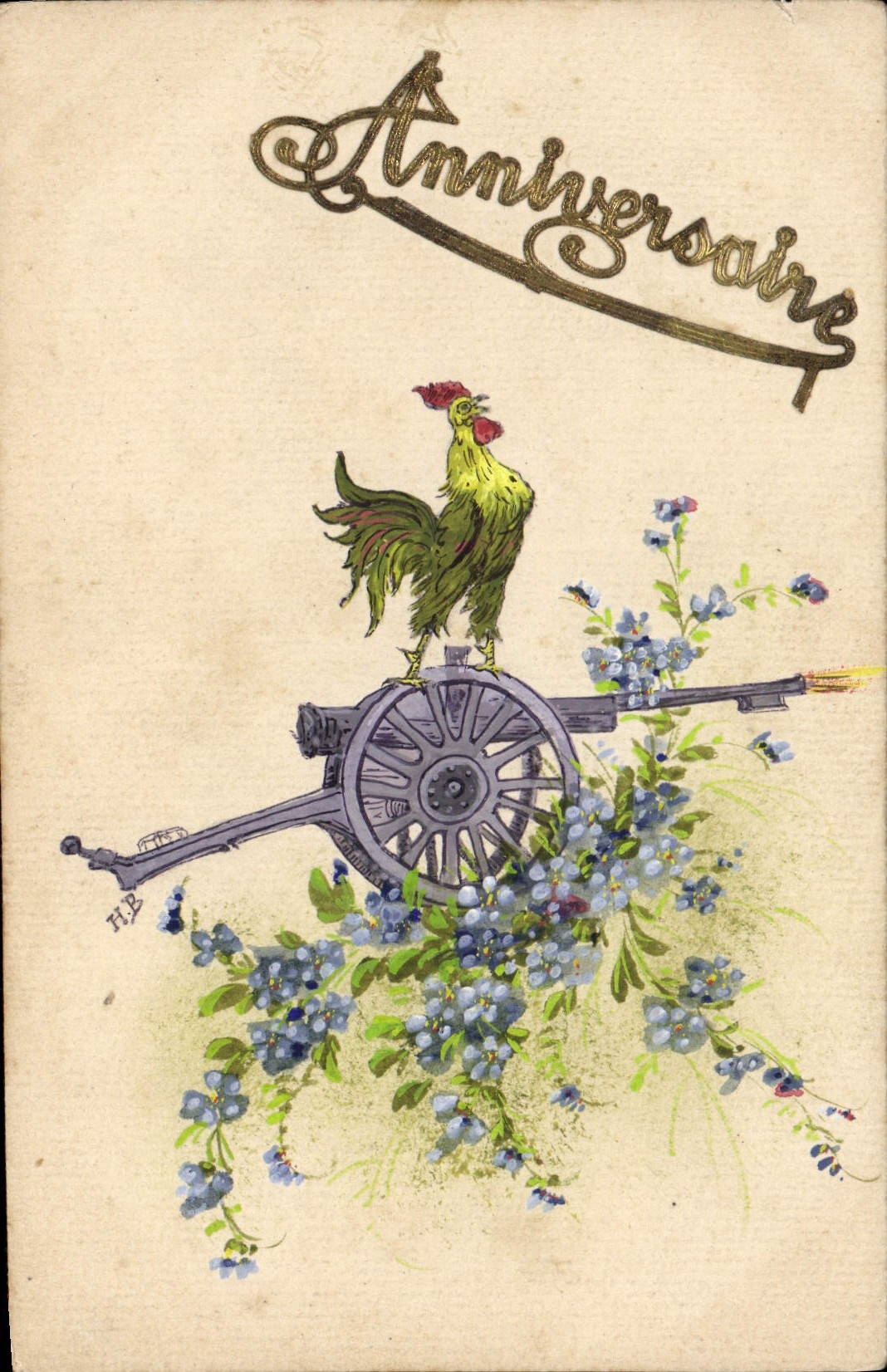 CPA Fantaisie Fleurs Coq 