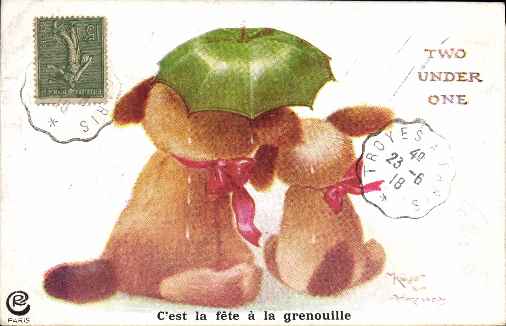 CPA Fantaisie Chien C'est la fete a la grenouille