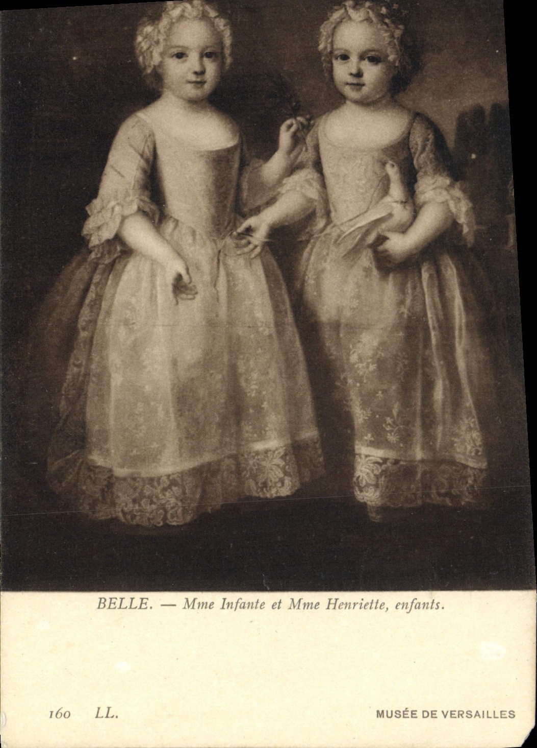 VINTAGE POSTCARD Fantasy Beautiful Mrs. Infante and Mrs. Henriette Children Museum of Versailles
