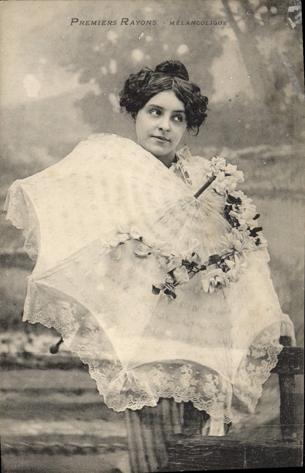 VINTAGE POSTCARD Fantasy Woman First rays Melancholic person