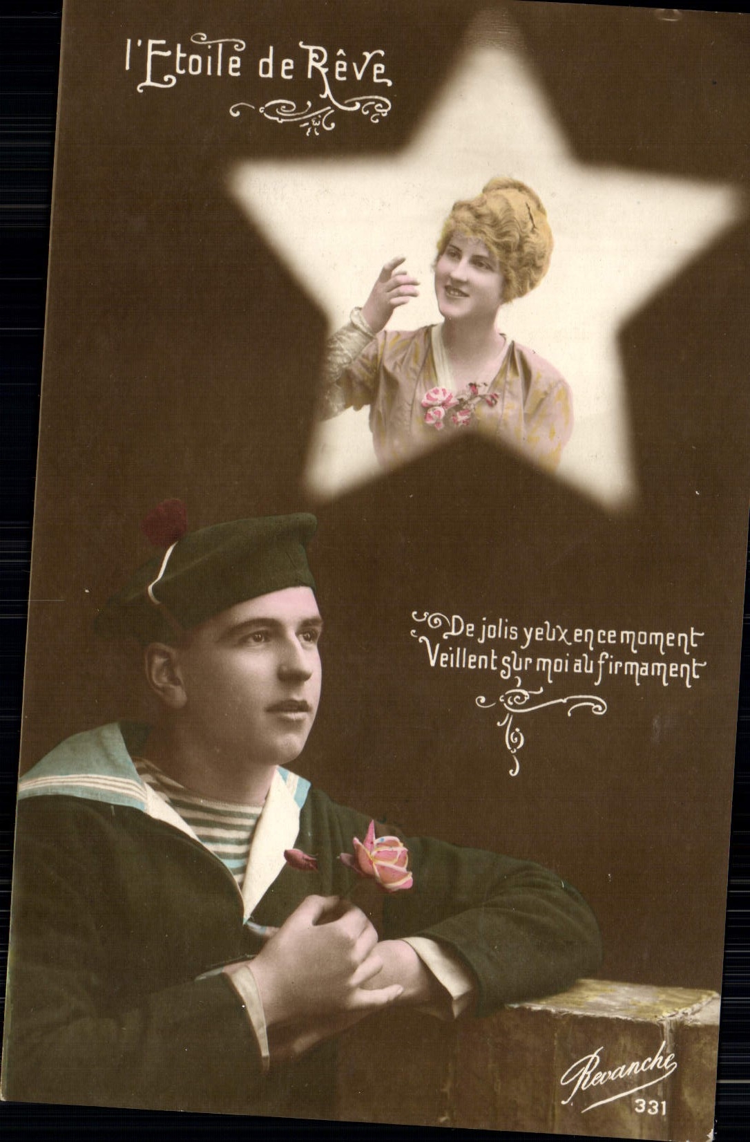 VINTAGE POSTCARD Fantasy Woman Sailor the star of dream