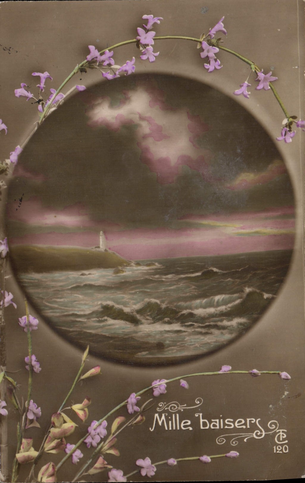 VINTAGE POSTCARD Fantasy Flowers Thousand kisses