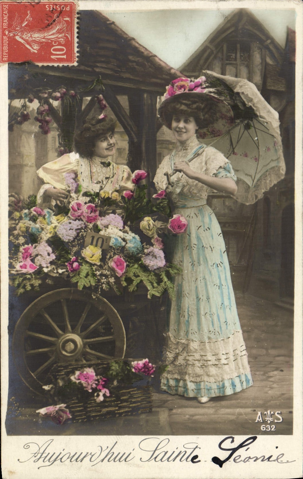 VINTAGE POSTCARD Fantasy Woman Sainte Leonie