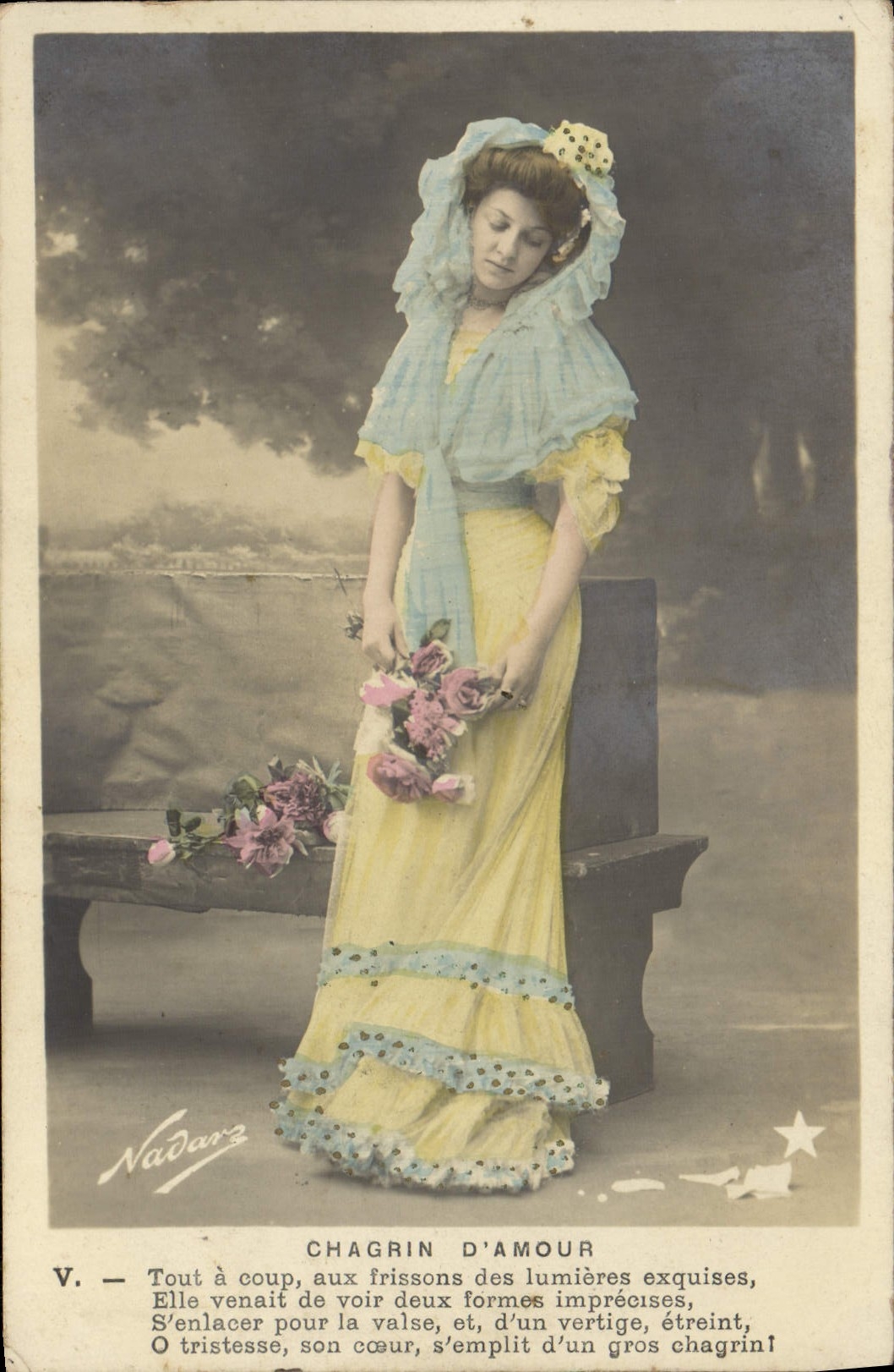 VINTAGE POSTCARD Fantasy Woman Unhappy love affair