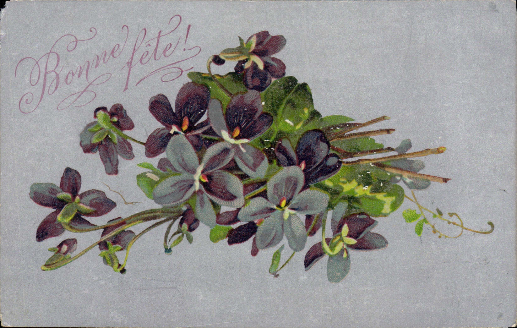 VINTAGE POSTCARD Fantasy Flowers (chart argentee)