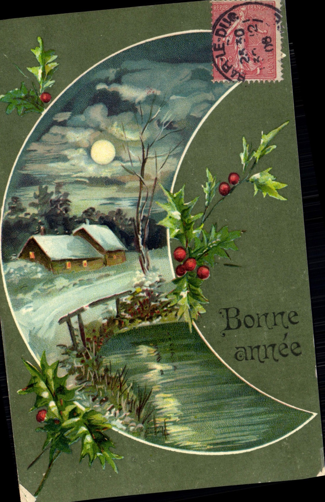 VINTAGE POSTCARD Fantasy Flowers the Moon